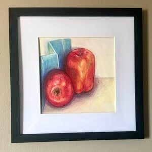Handmade Hand Crafted Original Artwork Red Apples Illustration Home Art Drawing